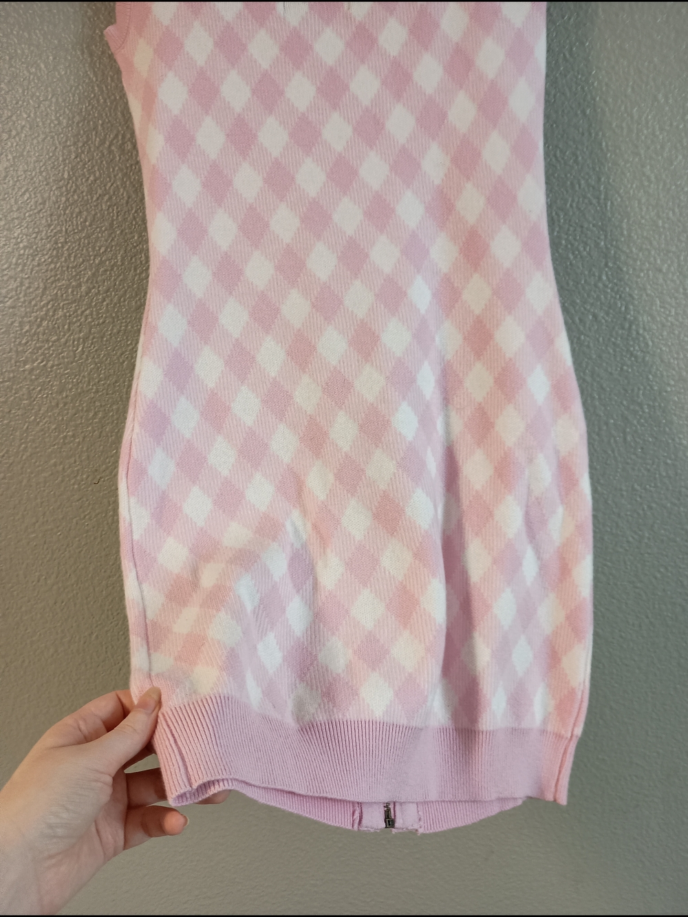 Pink Argyle Zip-Front Knit Dress - Picture 3 of 4